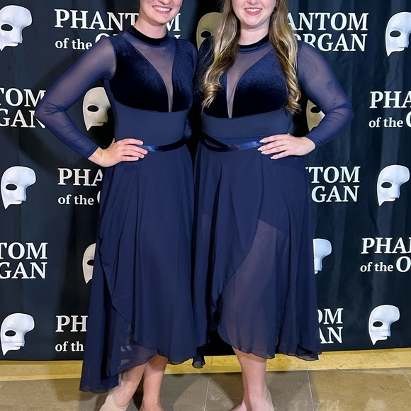 Dark Blue/Navy Velvet & Mesh Leotard - Picture 4 of 4